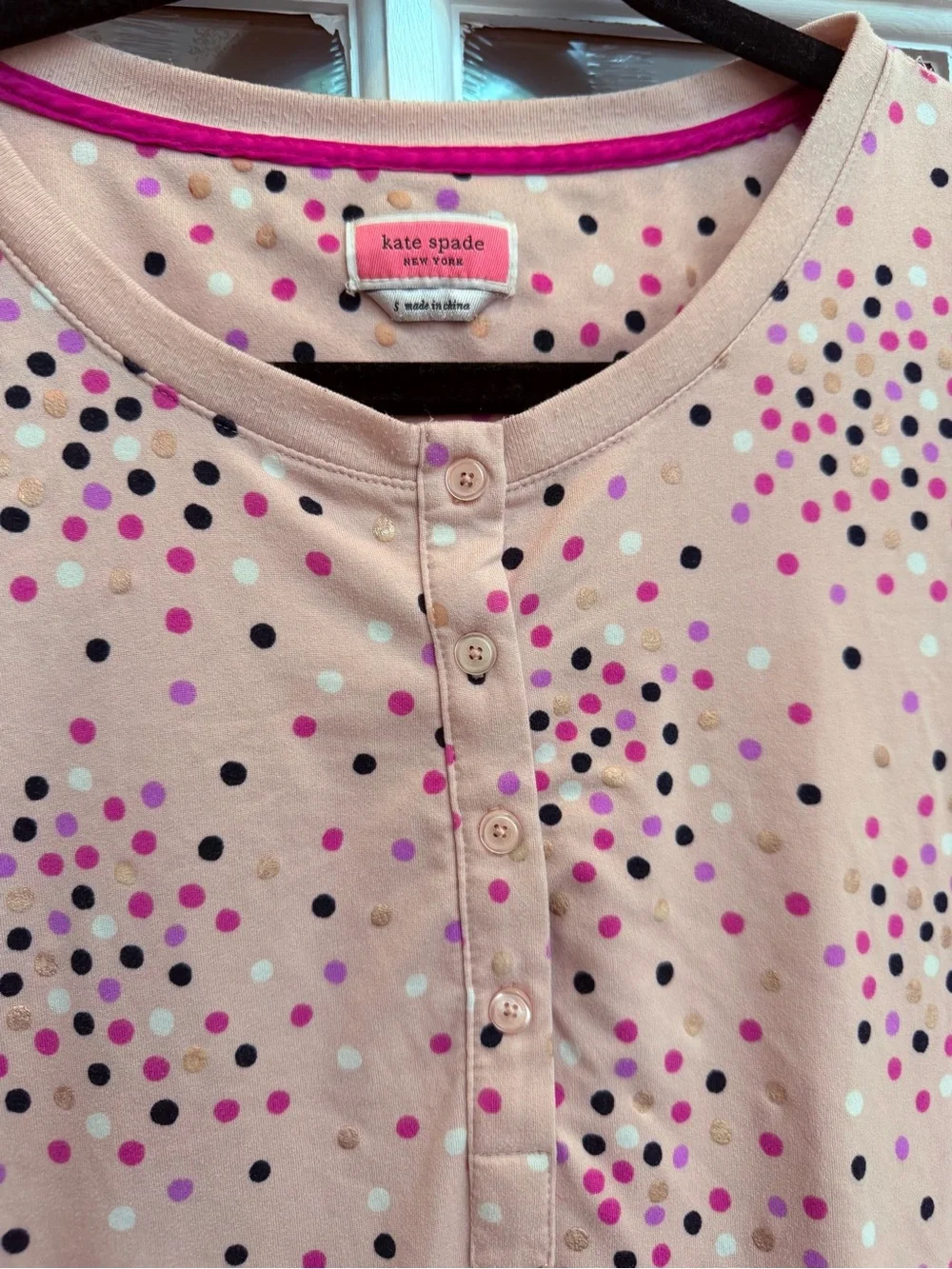 kate spade New York Festive Confetti Dot Pajama Top In Pink Polka Dot Size S